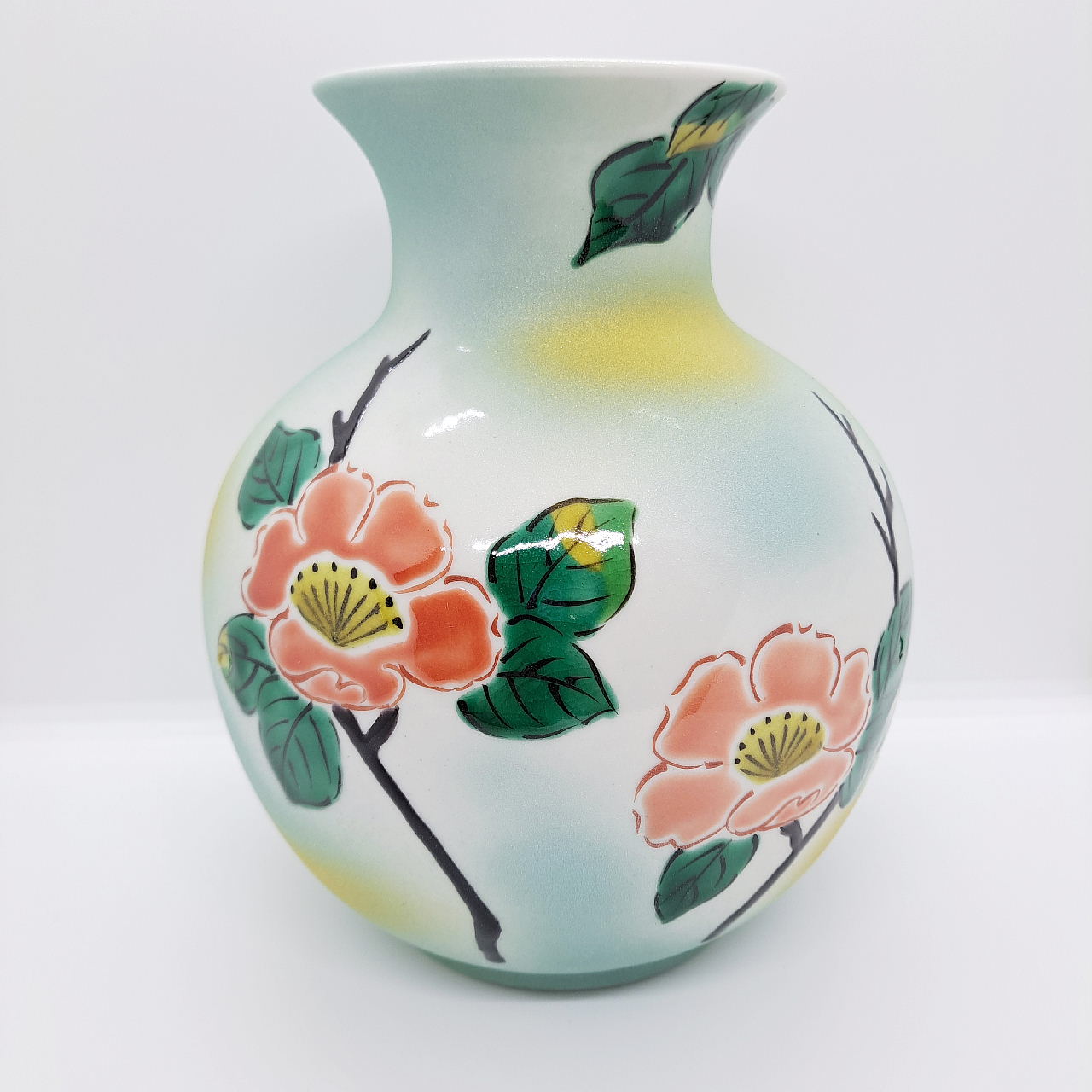 九谷焼6.5号花瓶/山茶花