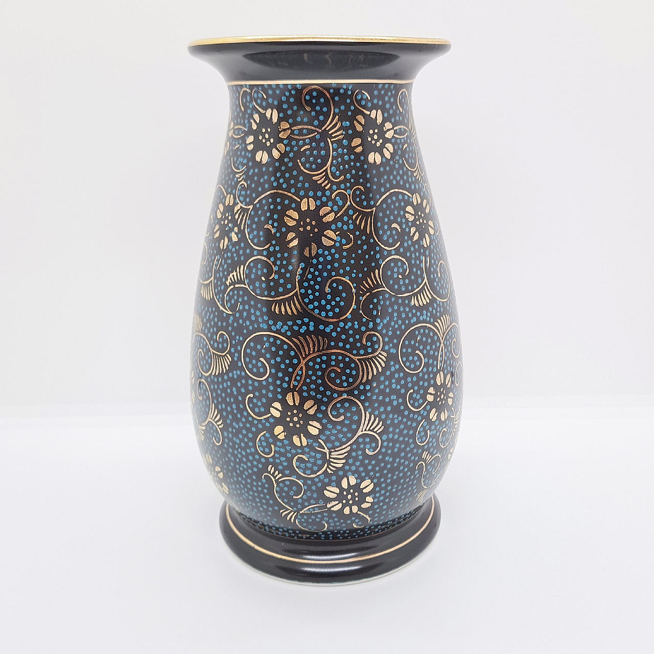 九谷焼6号花瓶/青粒鉄仙 - 画像 (2)